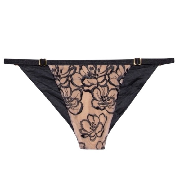 Beach Bunny Eve Skimpy Bikini Bottoms in Black Desert Rose - Picture 1 of 9